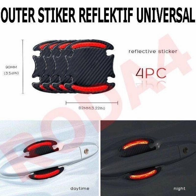 Outer Mobil Carbon Stiker Reflektif Universal Sticker Mangkok Handle