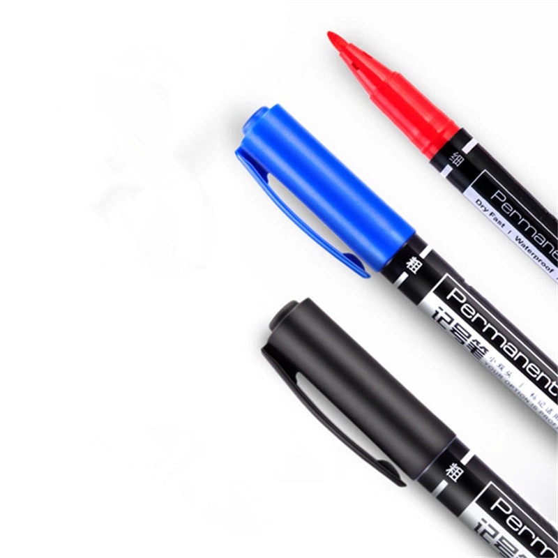 GS8i deli pena permanen dual head tip marker pens waterproof - 6824 - red Or-i