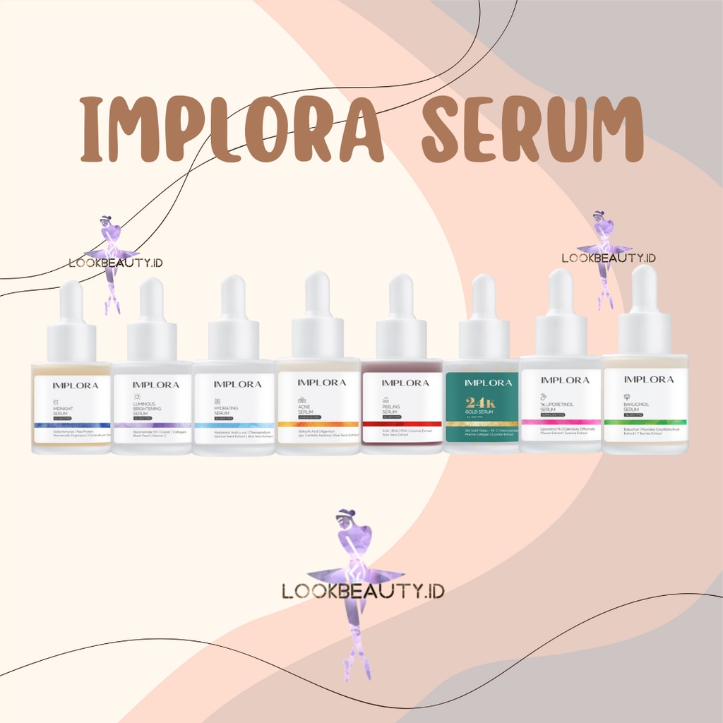 IMPLORA SERUM WAJAH | 24K GOLD SERUM ACNE LUMINOUS PEELING MIDNIGHT SERUM WAJAH IMPLORA BPOM ORIGINAL 100%