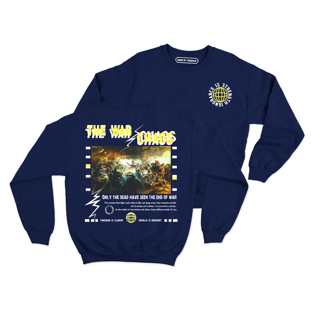 Sweaterpolos Basic Sweater WAR AND CHAOS ( Sablon ) Unisex Pria &amp; Wanita