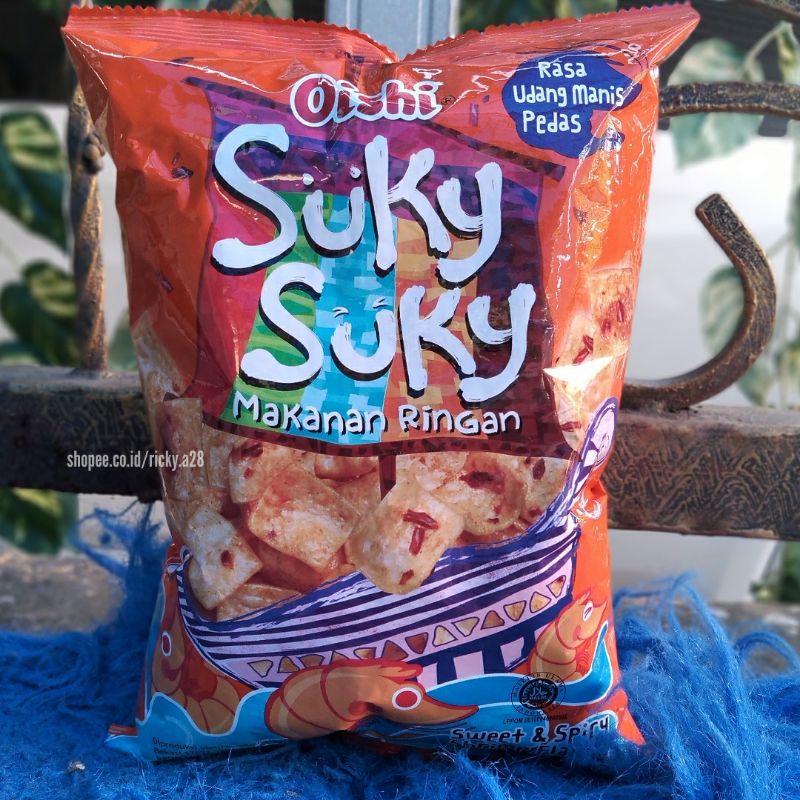 

Snack Cemilan Suky Suky Udang Pedas Manis Oishi 65gr