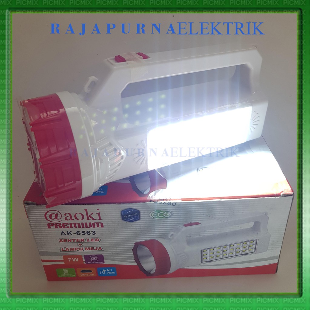 Lampu Senter + emergency light LED AOKI Premium Rechargable AK-6563