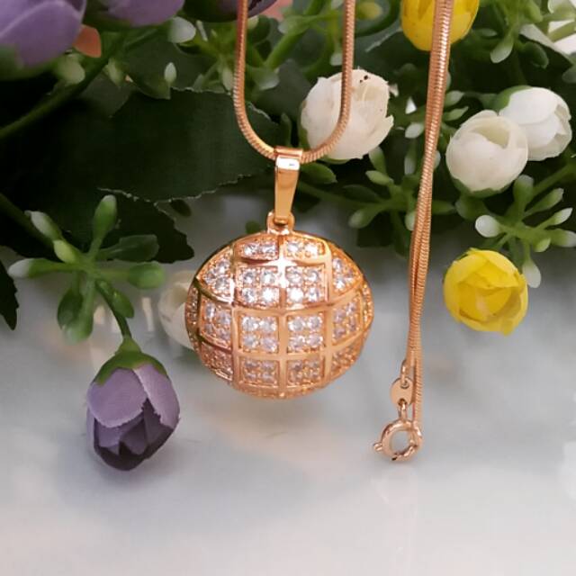 kalung liontin bulat (besar)lapis emas 22k