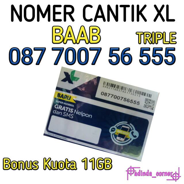 NOMER CANTIK XL BAAB TRIPLE 5 Bonus Kuota 11GB