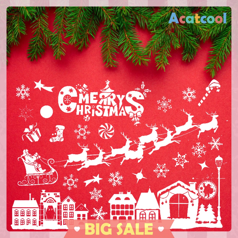 Christmas Removable PVC Static Sticker Xmas Scenery Home Shop Window Decals