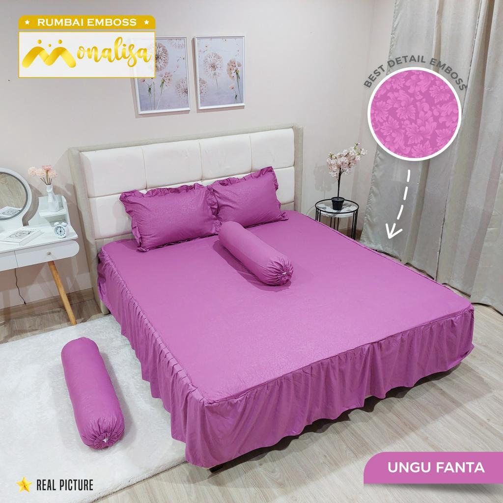 Sprei Rumbai Monalisa Ukuran 160x200 Tinggi 40cm Aneka Warna Seprai Emboss Queen Bed Harga Murah