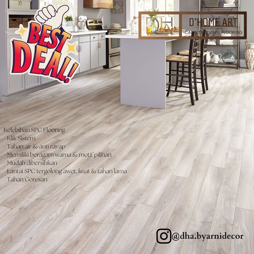 Lantai Kayu SPC Eleganza - SPC Flooring Sudah Ada Foam