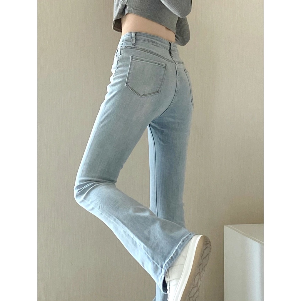 Import Bergaya Biru Celana Cutbray Highwaist Loose Kulot Jeans Wanita