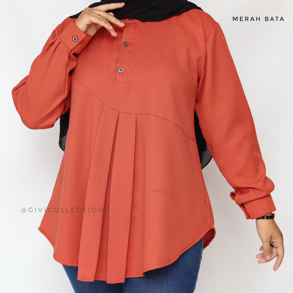 Bianca Blouse  /Atasan wanita / Busui-merah bata