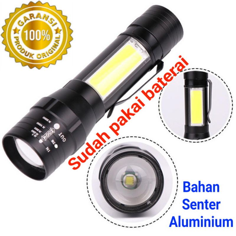 Senter LED USB Rechargeable Super Terang Jarak Jauh Original