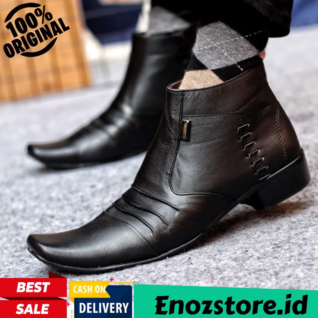 ENOZSTORE.ID - Sepatu Formal Kerja Kantor Pria Kulit Sapi Asli Original Handmade Sepatu Fantopel Cowok Laki Macho