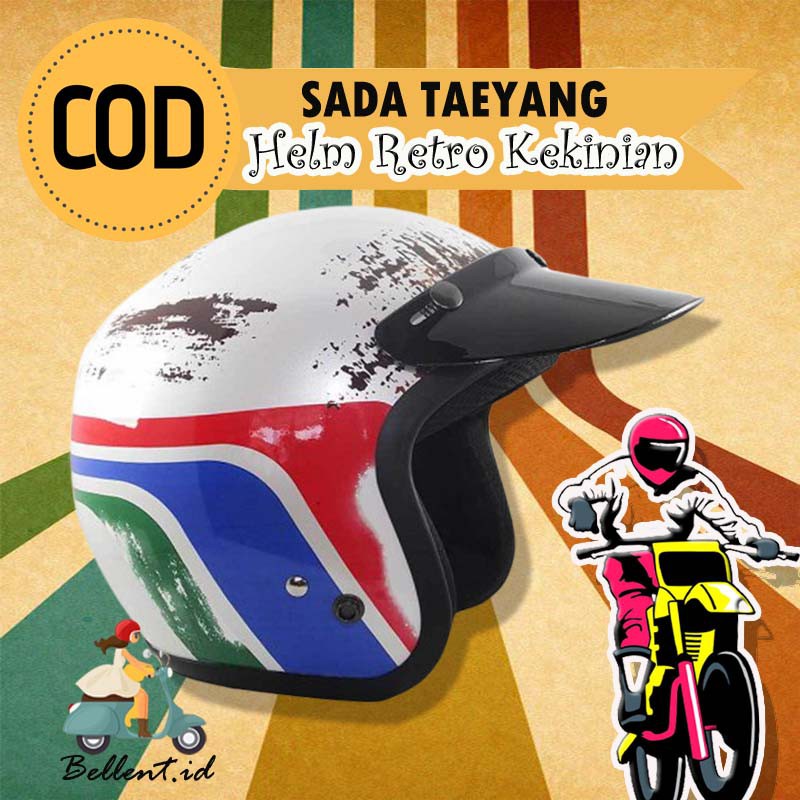 Helm Retro SNI Klasik Bogo dewasa Pria Half Face Original RIMC  SADA TAYENG WHITE