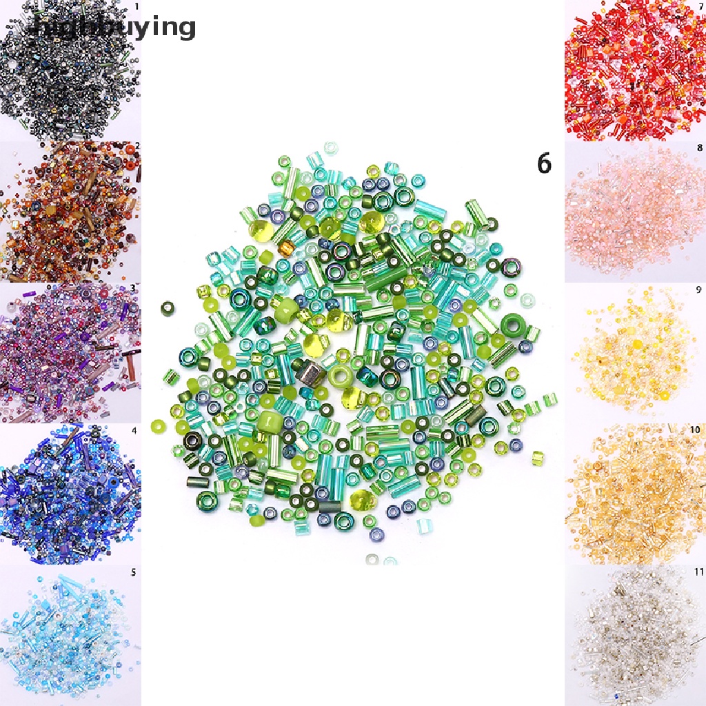 Hbid 10g / lot Manik-Manik Kaca Bulat Warna Acak Ukuran Campur