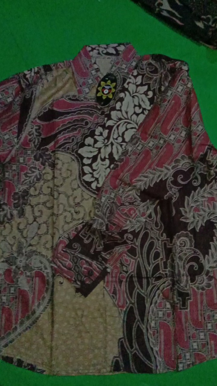 Kemeja Batik Pria Lengan Panjang Size M L Xl Xxl Bswart Batik Hrb026 Kenongo Hem Panjang Padi
