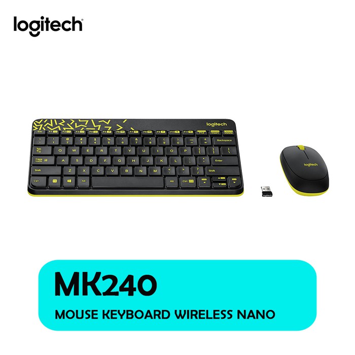 Paket Keyboard + Mouse Wireless (Tanpa Kabel) Nano MK240 Warna Hitam