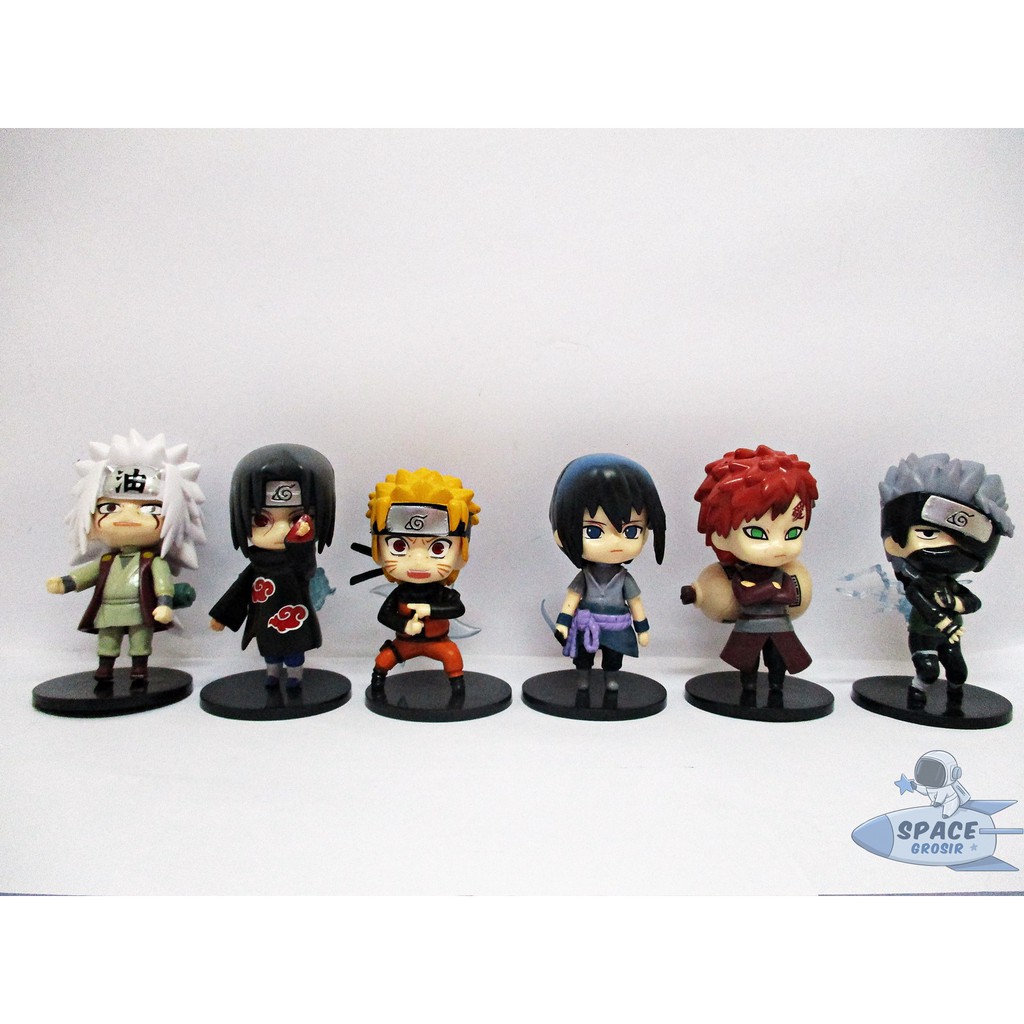 Figure Mainan Pajangan Naruto set 6 pcs Jiraya Sasuke Gara Kakashi