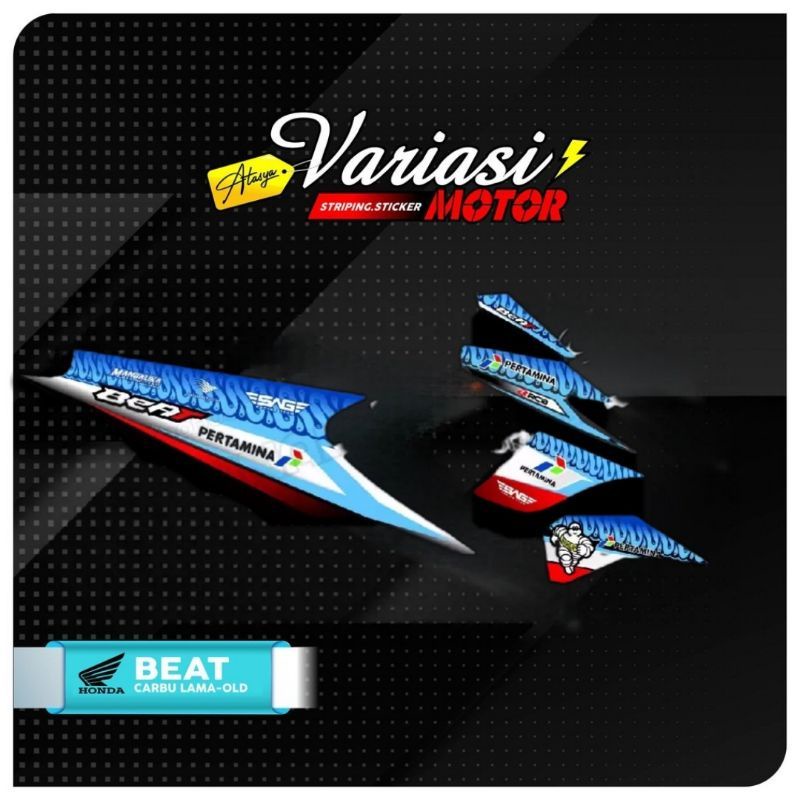 STRIPING VARIASI HONDA BEAT CARBU LIVERY MANDALIKA RACING TEAM