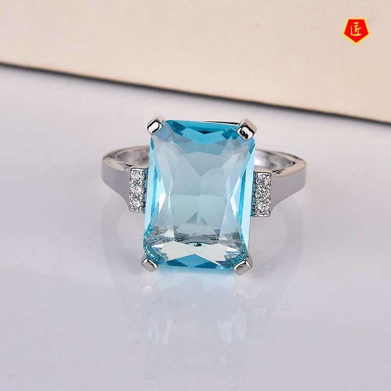 [Ready Stock]Fashion Luxury Topaz Sapphire Ring