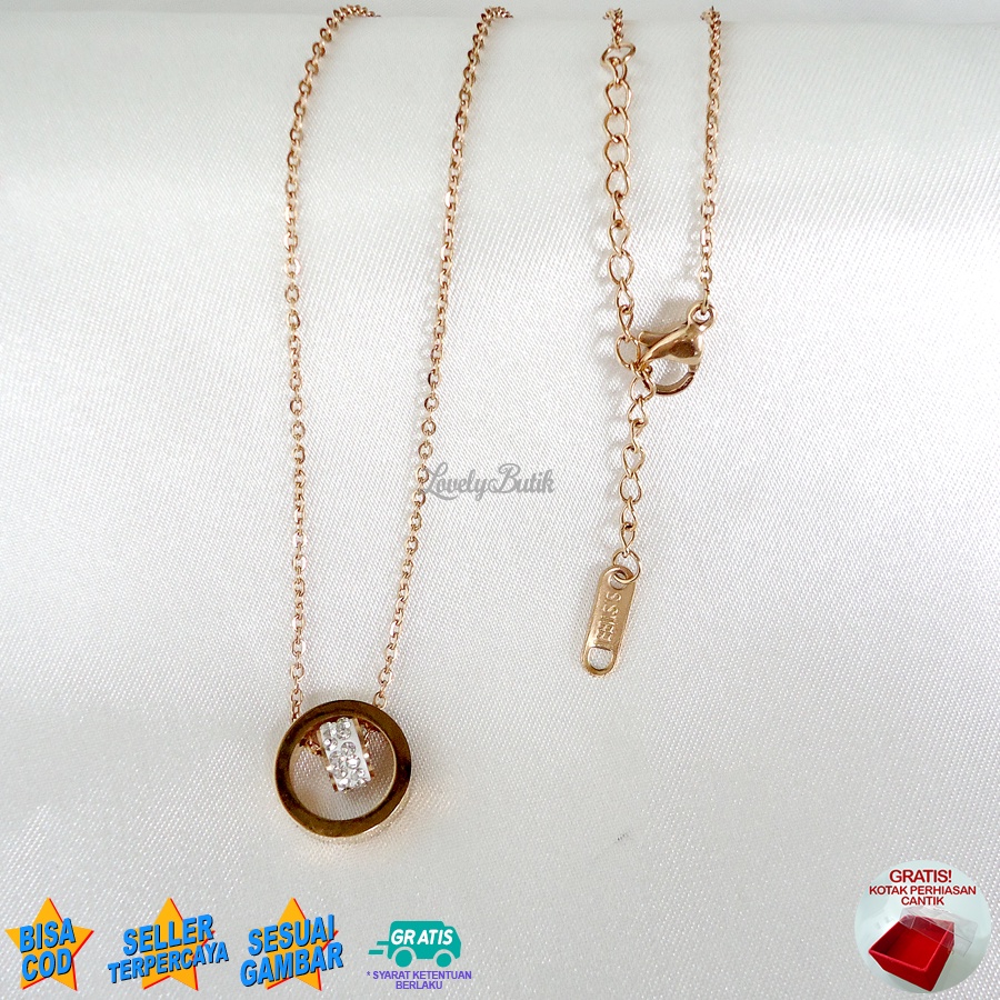 Lovelybutik - Kalung Titanium Wanita Anti Karat Cantik4 Kalung Liontin Cewek Titanium Model Terbaru Bonus Kotak Perhiasan