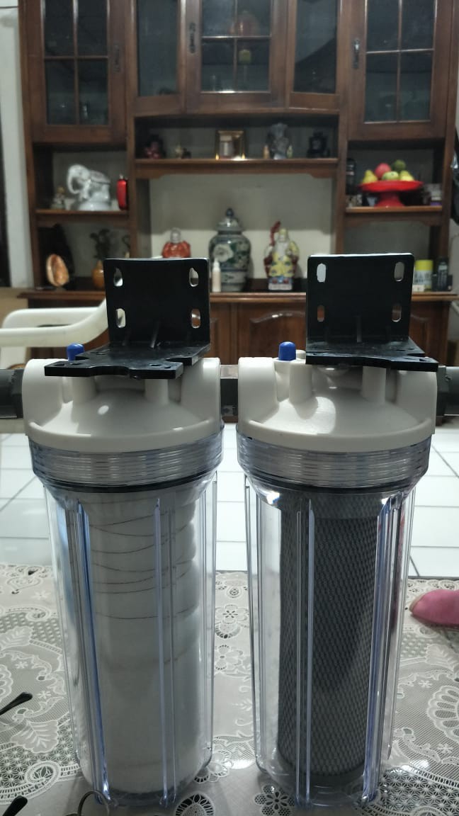 Penjernih Air Filter Air 2 Tabung Housing Nanotec 10 Drat 1/2 Atau 3/4 Bening