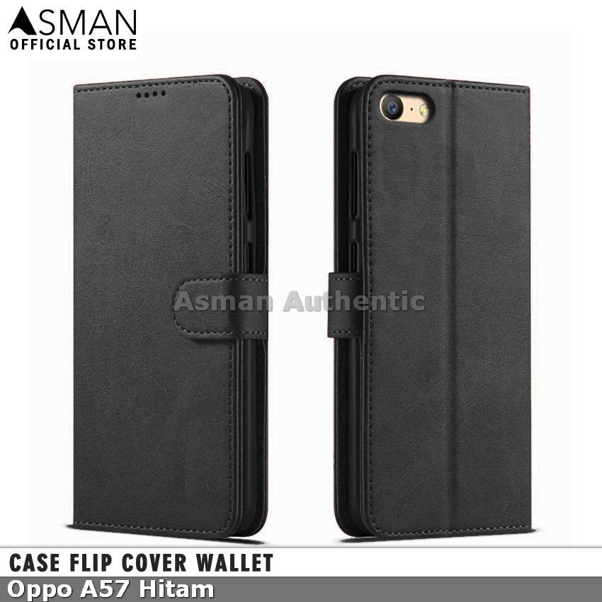 Asman Case Oppo A57 Leather Wallet Flip Cover Premium Edition