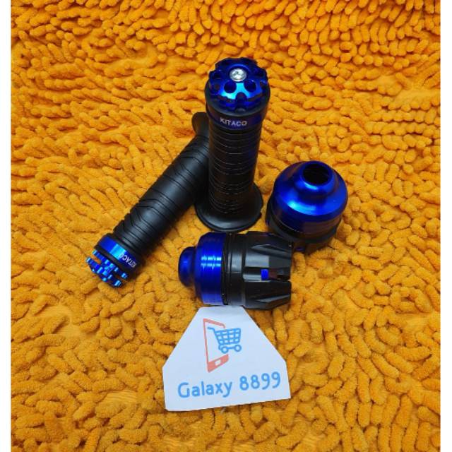 Handgrip ring biru + Jalu As roda depan biru