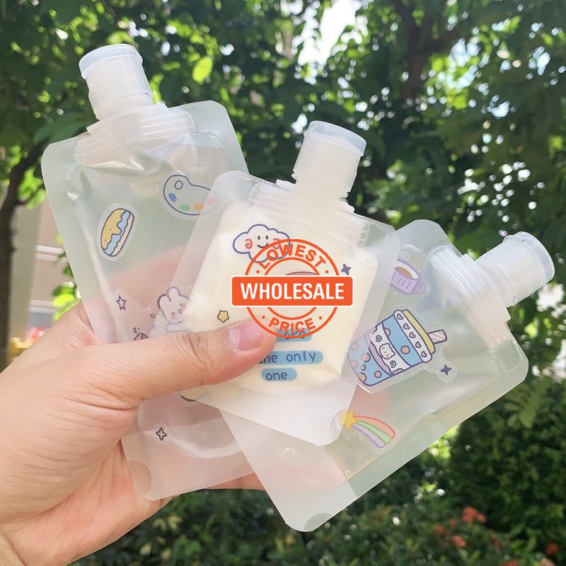 [Harga Grosir]Tas Dispenser Lotion Portabel Model Tutup Flip Transparan Dapat Digunakan Kembali Ukuran 30ml / 50ml / 100ml Untuk Travel/Hot Sale