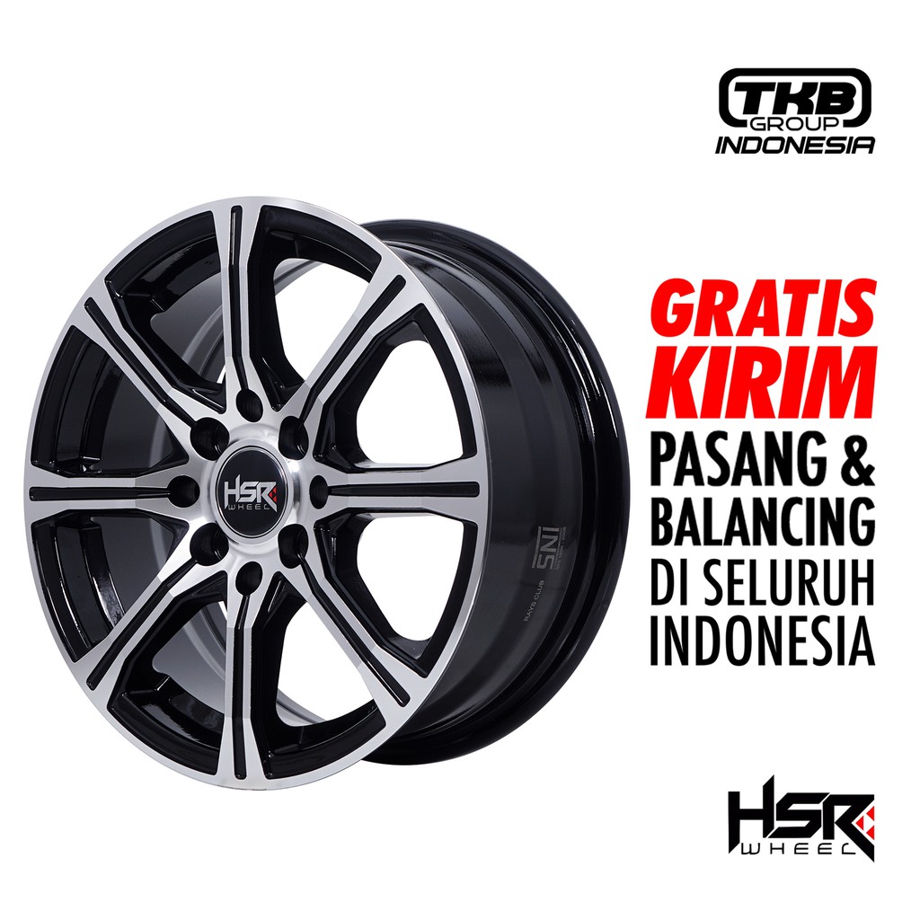 velg mobil brio civic ring 14 HSR KOBA Black Machine Face