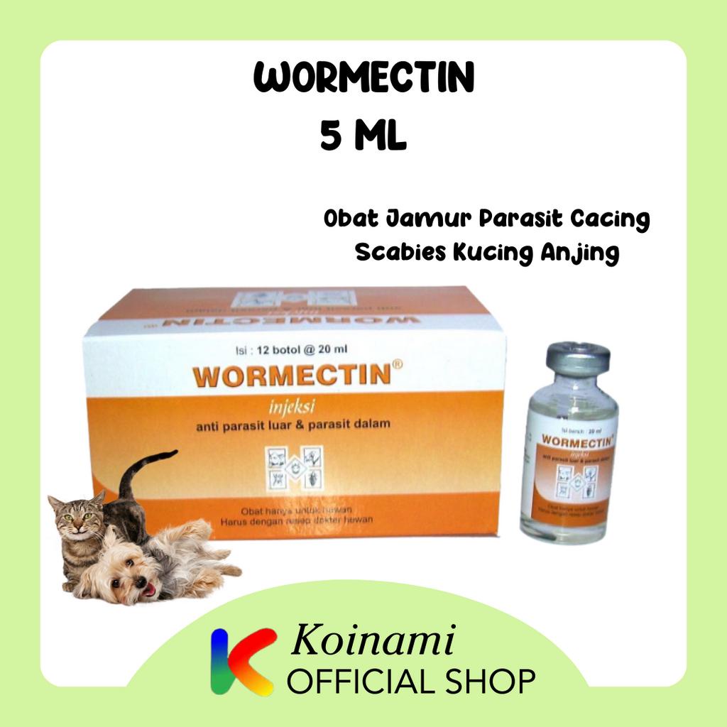 WORMECTIN 5ml / obat jamur parasit cacing scabies kucing anjing domba kambing kelinci sapi babi / Medion