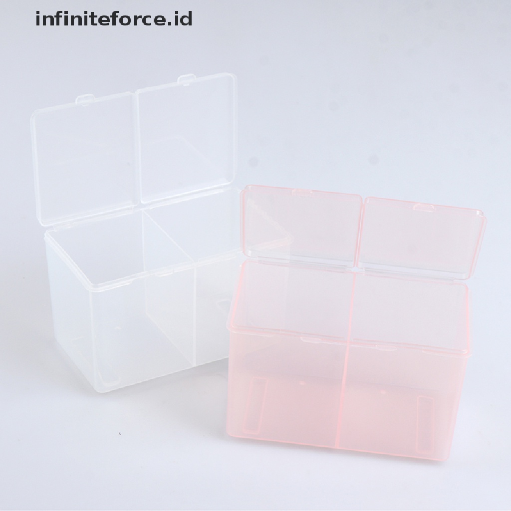 (Infiniteforce.Id) Twin Well Kotak Penyimpanan Cotton Bud Kosong Portable