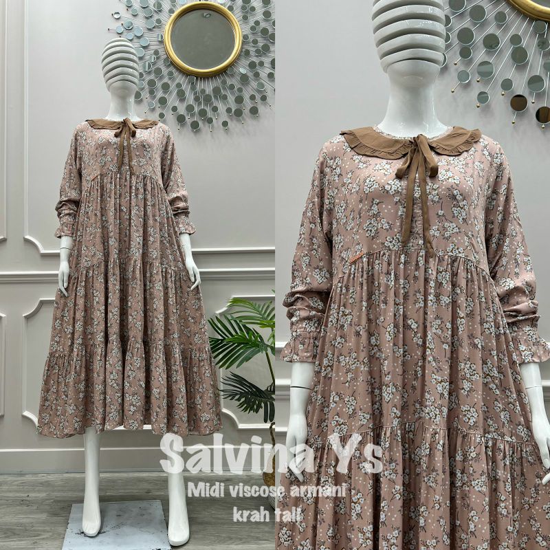 Salvina Midi dress 003 motif kerah Tali