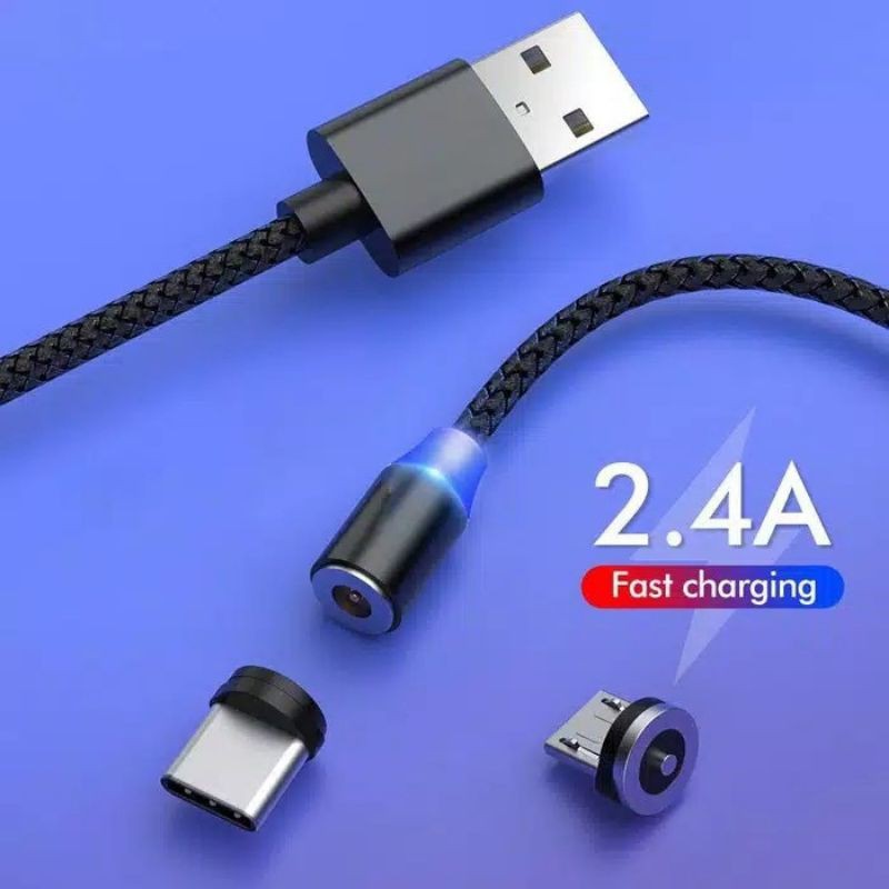 Kabel Magnet 3in1 Micro Lightning Type C / Cable Data Charger Magnetik USB Fast Charging (ORIGINAL USB)