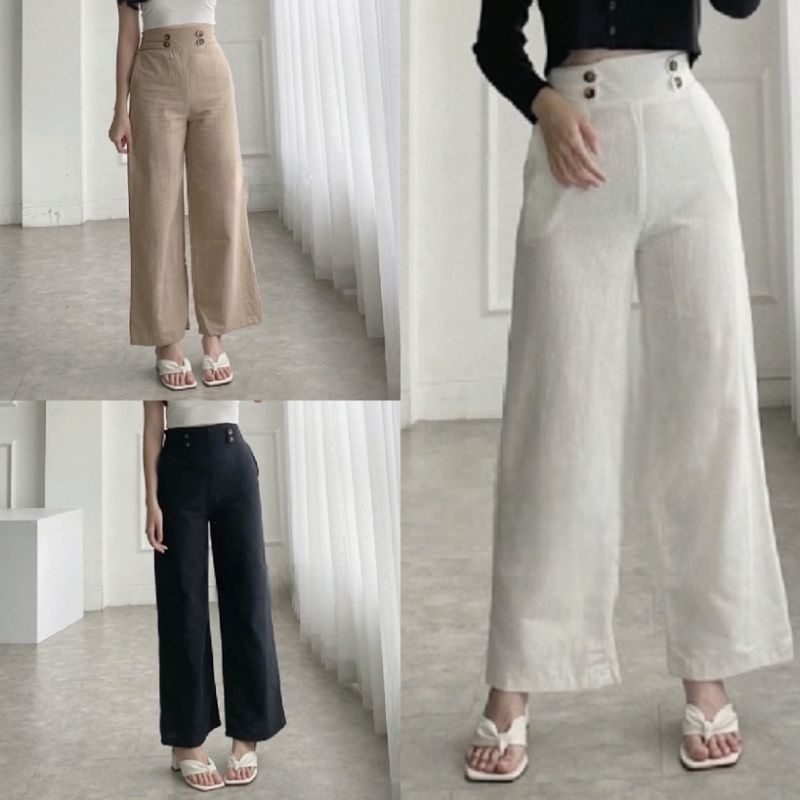 PROMO!! Celana Kulot Linen Highwaist Alia Linen Pants KULOT KEKINIAN CELANA WANITA TERLARIS CELANA LINEN