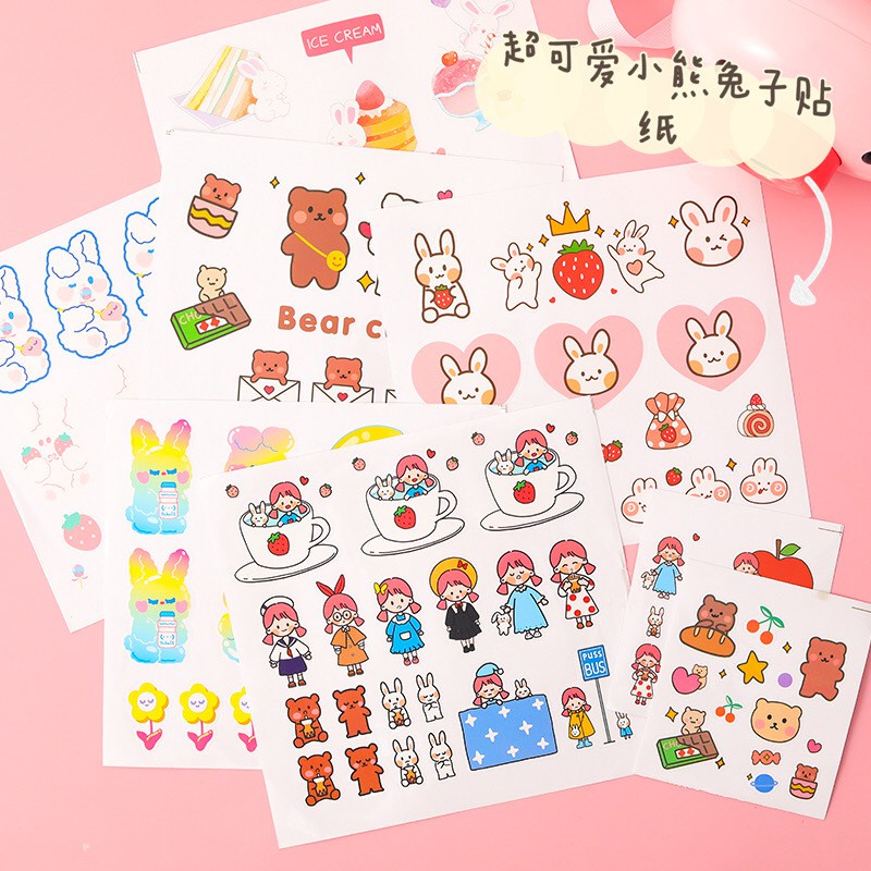 

Sticker Buku Jurnal Scrapbook Motif Bear Kartun Lucu