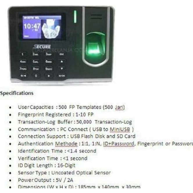 Mesin Absensi Sidik Jari Finger Print Secure Eazy-M