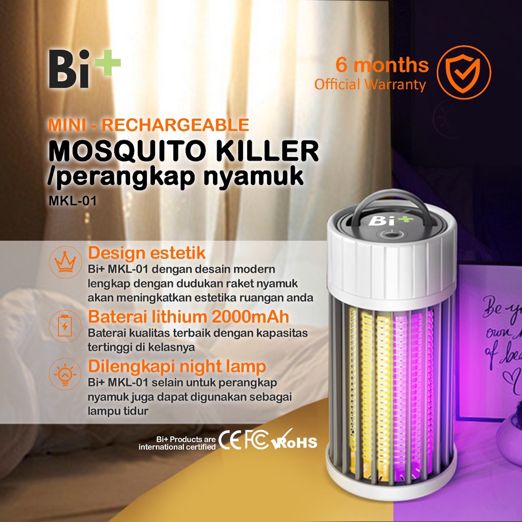 Bi+MKL01 Mosquito Killer Lamp Alat Perangkap Nyamuk Rechargable
