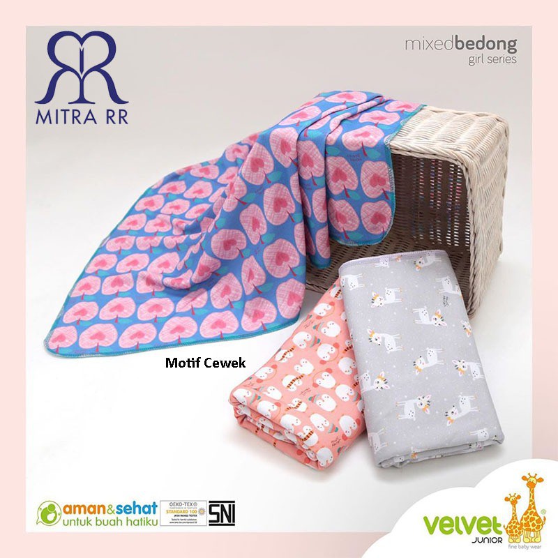 Velvet Junior Bedong Bayi Newborn Motif / Selimut Bayi Cotton 3 in 1