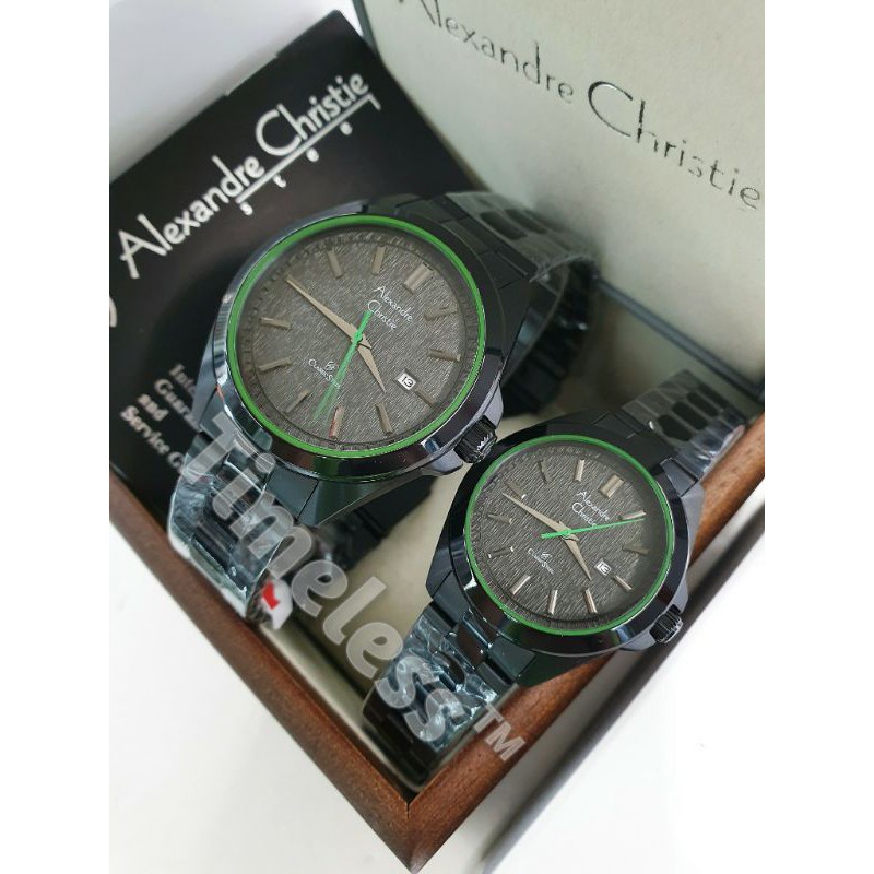 Jam tangan couple alexandre christie ac 8644 MD Black Green