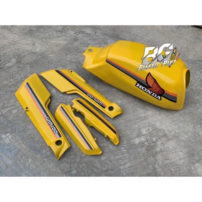 Tangki honda win 100 warna kuning sepaket body win set bok aki win cover body win tempong win stripi