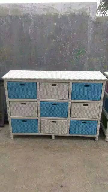 Lemari laci anyaman rotan sintetis 9 laci