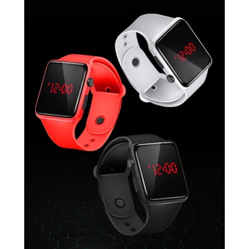 Cheaper-Jam Tangan LED Digital Sport Model Apple Segi Kotak Jam Anak / Dewasa Unisex Jam Cowok Cewek Fashion