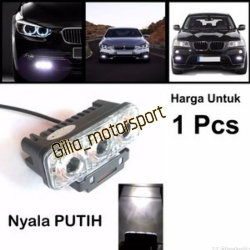 Lampu Tembak Sorot 3 Mata E03 DC 12 volt Nyala putih Universal Motor Mobil