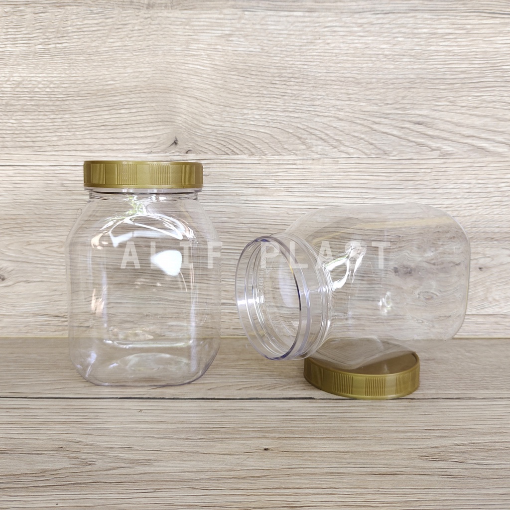 TOPLES PLASTIK BENING 500 ML MODEL KOTAK PIPIH GEPENG TUTUP GOLD