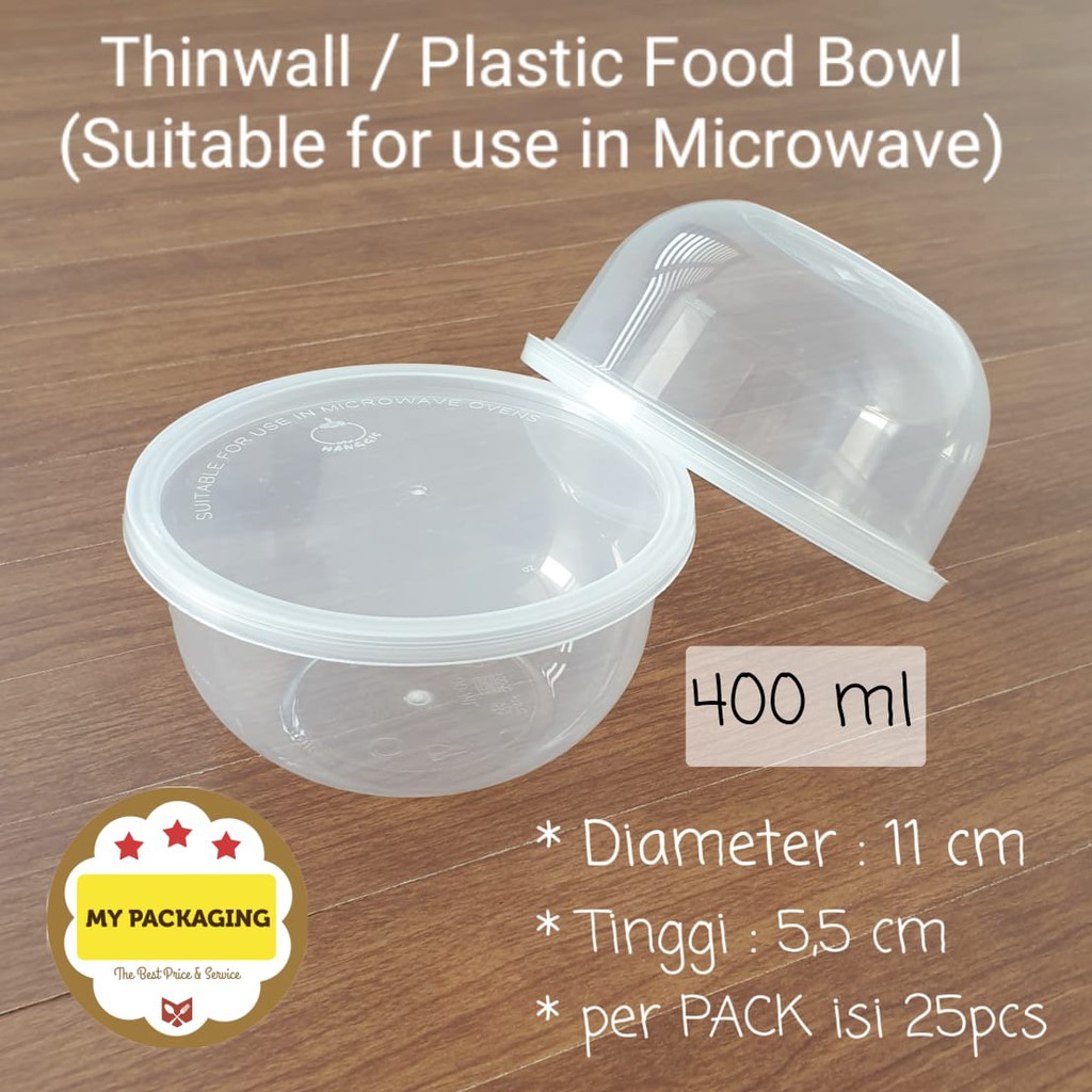 25set. Thinwall Cup 400ml 400 ml Foodgrade, Microwave Oven Safe (Mangkok Plastik) kolek - BPA FREE