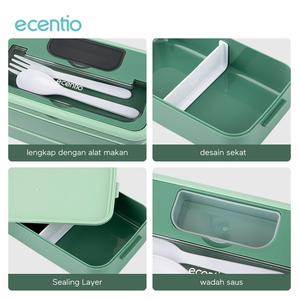 ecentio 2 Susun rantang lunch box anti bocor kotak makan anti percikan tempat bekal free sendok