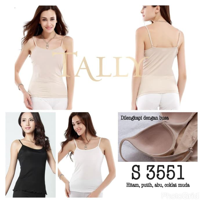 Tally 3551 Singlet Wanita Tanktop Kamisol Dengan Cup Busa