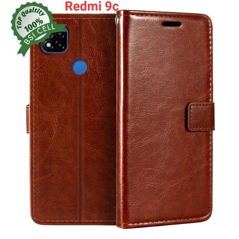 XIAOMI REDMI 9C LEATHER CASE SARUNG HP DOMPET KULIT FLIP COVER CASE