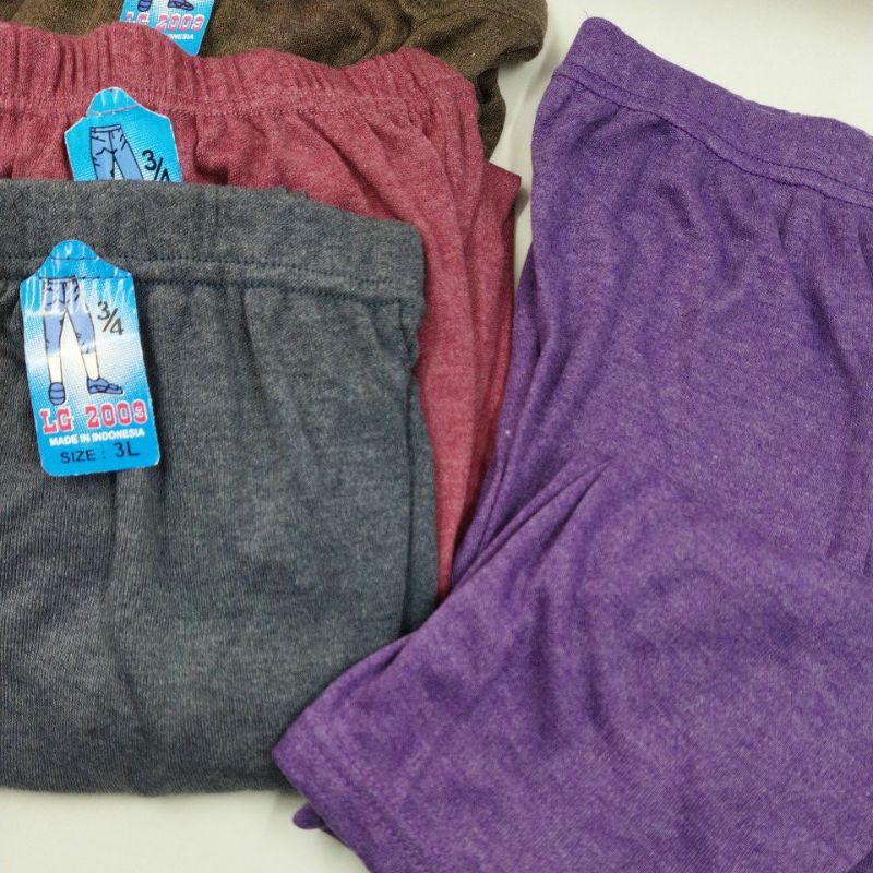 GROSIR 12 PCS Legging Warna 3/4 Bahan Spandex Rayon Warna Merah, Abu,Tiramisu,Biru 3/4 Size 3L