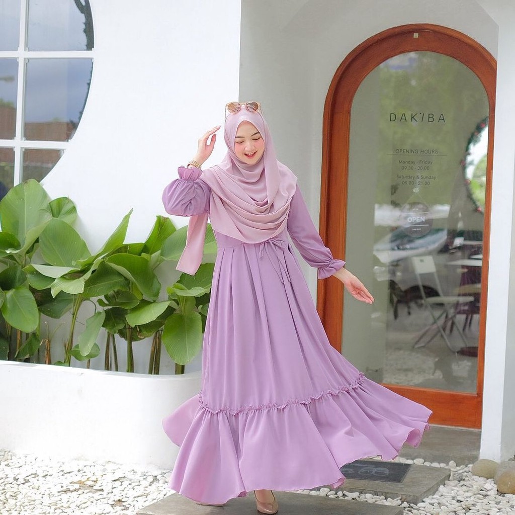 Azura Dress Gamis Muslim Polos Fashion Wanita Terlaris