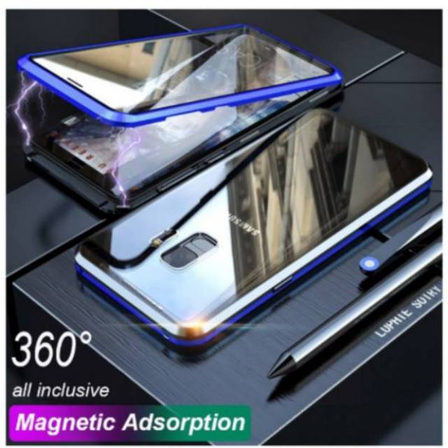 Case magnetic double glass samsung galaxy s9 plus kaca depan belakang premium glass anti baret